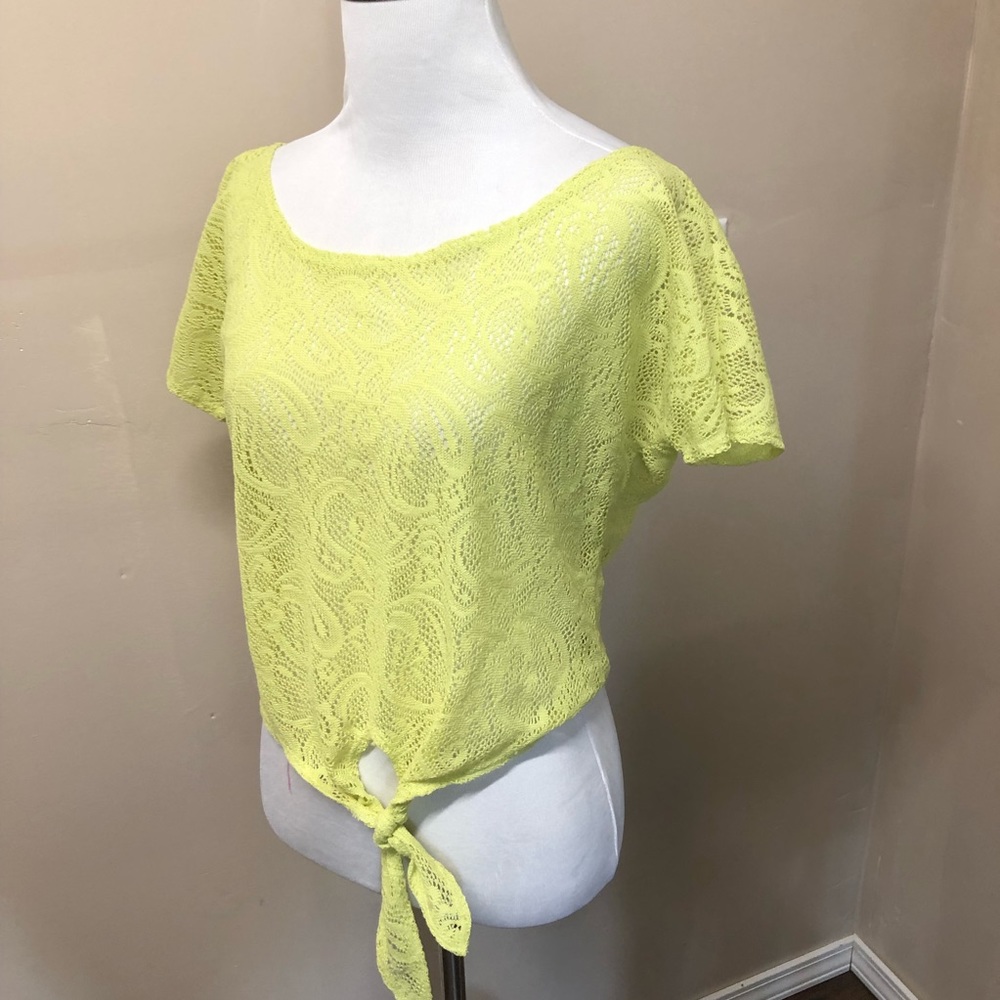 Kirra Neon Mesh Tie Front Shirt Size XS